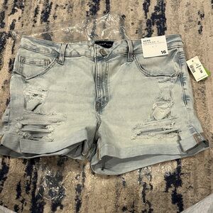 Aeropostale Faded Blue Ripped Jean Shorts